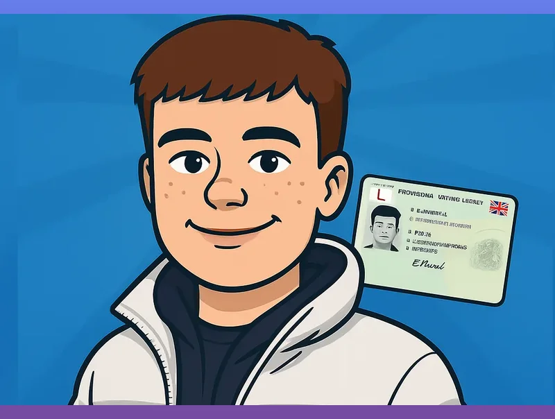 Ed with his provisional driving license