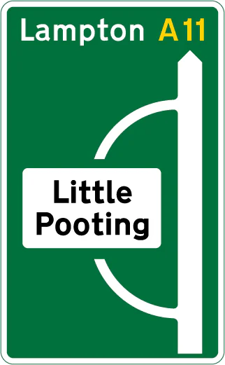 Junction ahead of a primary route with non-primary route through a town or village that has been by-passed