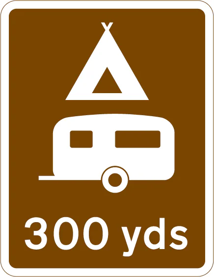 Camping and caravan site 300 yards ahead