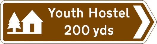 Youth hostel 200 yards in the direction indicated