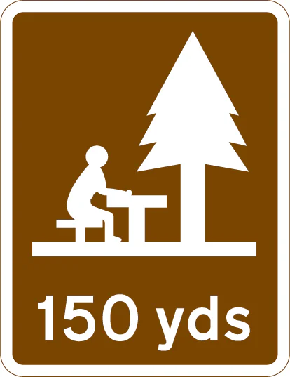 Picnic area 150 yards ahead