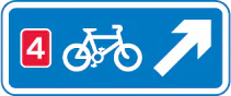 Direction of a numbered route for pedal cycles forming part of a national cycle network at a junction
