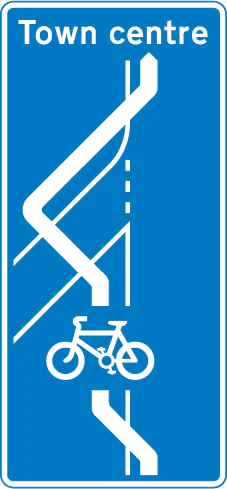 Route for pedal cycles across an entry slip road at a junction ahead