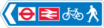 Direction of route to railway and London Underground station for pedestrians and pedal cycles