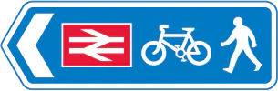 Direction of route to railway station for pedestrians and pedal cycles