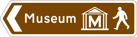 Direction of route to a tourist attraction for pedestrians