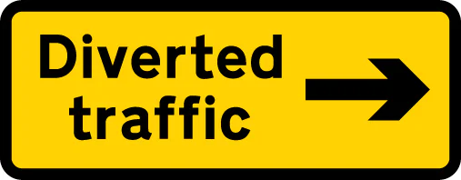 Direction of temporary diversion route from junction ahead