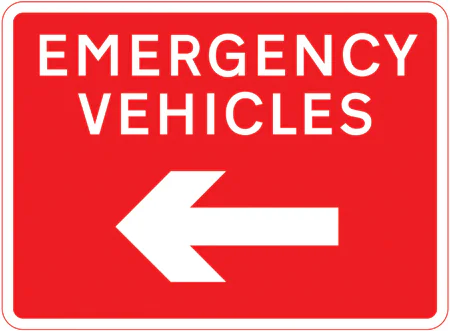 Junction ahead leading to a route for emergency vehicles to a temporary incident control point