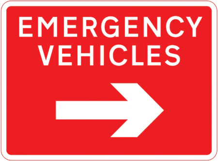 Junction ahead leading to a route for emergency vehicles to a temporary incident control point