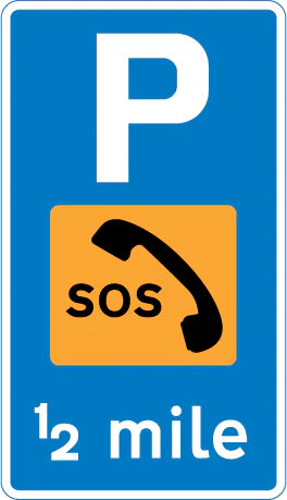 Distance ahead to emergency telephone in a parking place