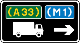 Junction ahead leading to route advised for goods vehicles