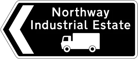 Direction to destination shown of route advised for goods vehicles