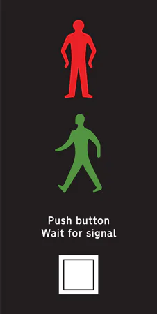 Near side light signals and instructions for pedestrians at a pedestrian facility controlled by light signals