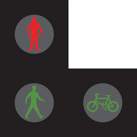 Light signals for pedestrians and cyclists at a Toucan crossing