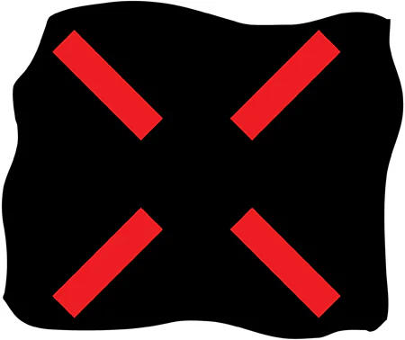 Lane control signal indicating that vehicles may not proceed along the lane directly beneath the signal