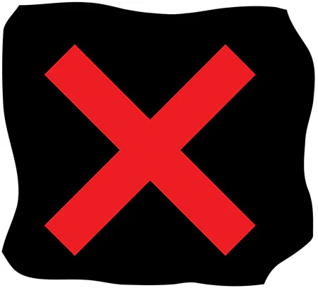 Lane control signal indicating that vehicles may not proceed along the lane directly beneath the signal