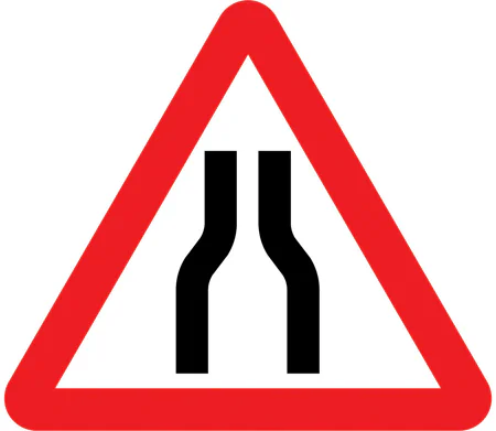 Road narrows on both sides ahead