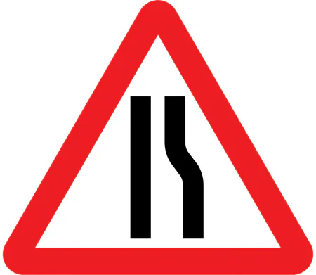 Road narrows on right ahead