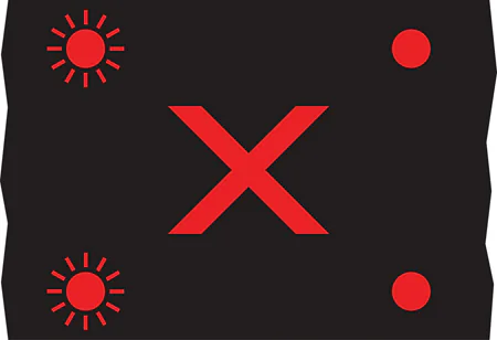 Light signal conveying the prohibition that vehicular traffic may not use the lane below the sign (gantry-mounted)