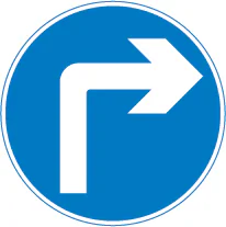 Vehicular traffic must turn ahead in the direction indicated by the arrow