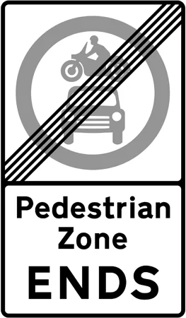 End of restrictions associated with a pedestrian zone