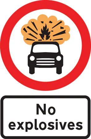 Vehicles carrying explosives prohibited
