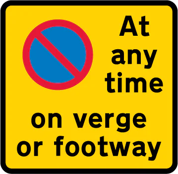 Continuous prohibition on waiting except loading and unloading on verge or footway
