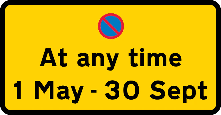 Continuous prohibition on waiting except for loading and unloading for period indicated
