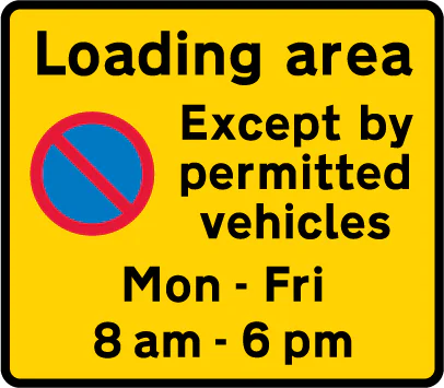Entrance to a designated off-highway loading area in which waiting restrictions apply