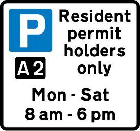 Parking place reserved for resident permit holders during the time period indicated