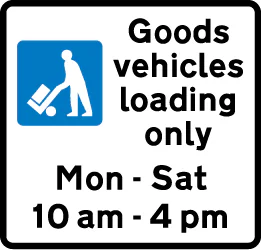 Bay reserved for loading and unloading by goods vehicles during the period indicated