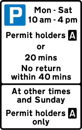 Parking place for permit holders with limited waiting permitted by others at specified times
