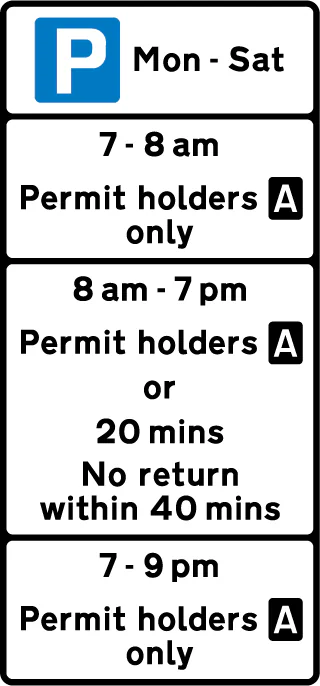 Parking place for permit holders with limited waiting permitted by others at specified times