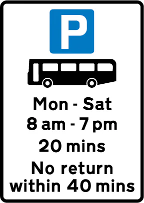 Parking place for buses only during the times shown