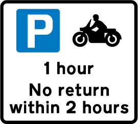 Free parking for motor cycles only, with restrictions on length of waiting time and return period