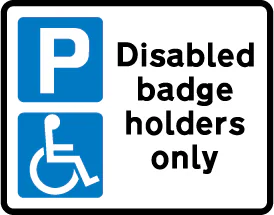 Parking place reserved for disabled badge holders