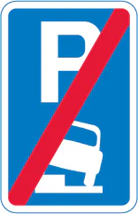 End of area where vehicles may be parked partially on the verge or footway