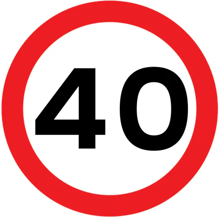 Maximum speed limit of 40 miles per hour