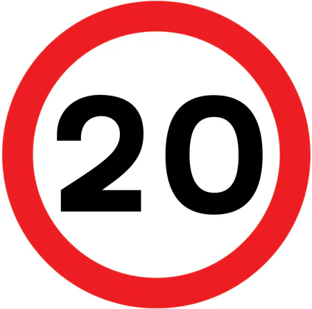 Maximum speed limit of 20 miles per hour
