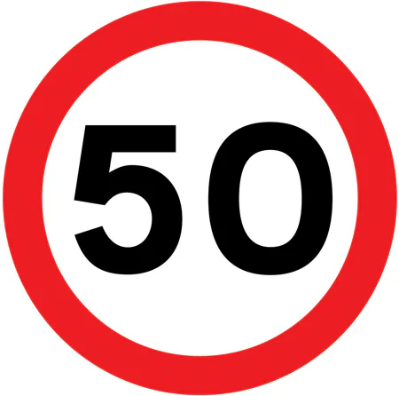 Maximum speed limit of 50 miles per hour