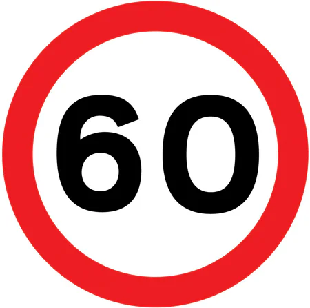 Maximum speed limit of 60 miles per hour