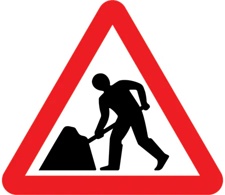 Road works or temporary obstruction of the carriageway ahead