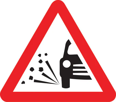 Loose chippings on road ahead