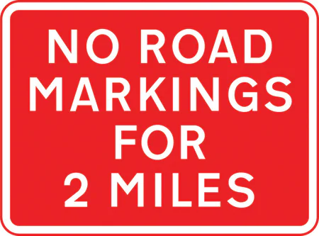 Temporary absence of road markings for 2 miles