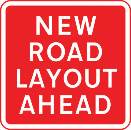 Permanent change to the road layout ahead