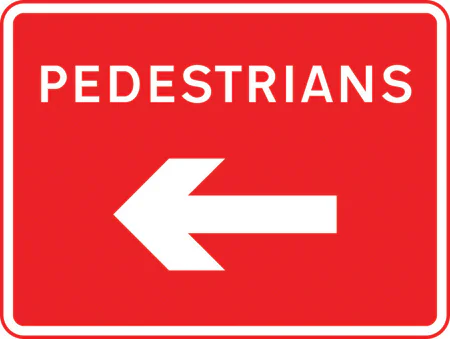 Direction of temporary route for pedestrians