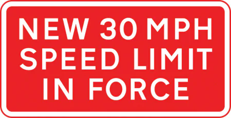 Commencement point of a newly imposed 30 miles per hour speed limit which is contiguous to an existing 30 miles per hour speed limit