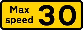 Maximum speed of 30 miles per hour advised at a bend or other hazard