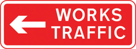 Direction to be taken by road works or construction traffic at a junction ahead
