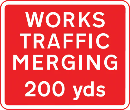 Exit from a works site 200 yards ahead